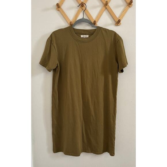 Madewell Dress Women's Small T-Shirt Mini Crew Neck Olive Green Short Sleeve - Picture 2 of 6